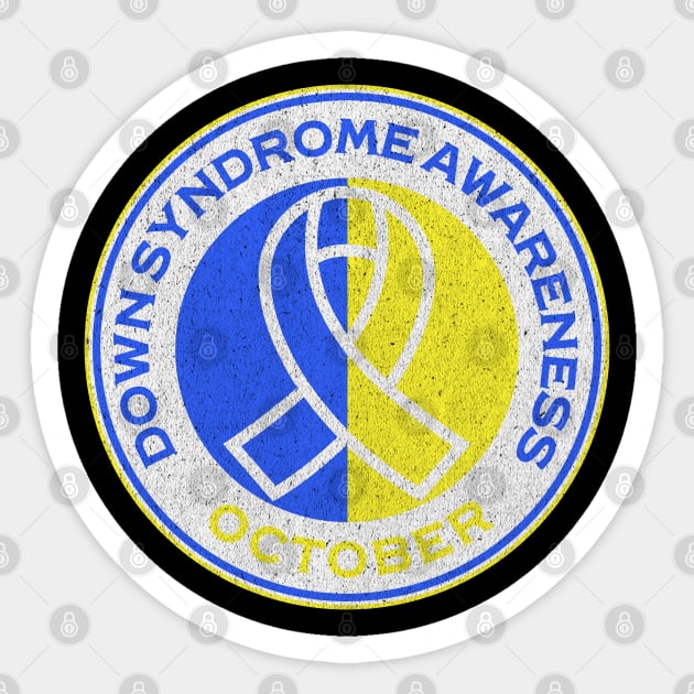 Down Syndrome Awareness October Blue And Yellow Ribbon Sticker by Yesteeyear